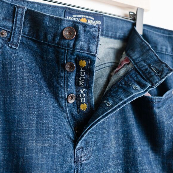 Lucky Brand 121 Heritage Slim Jeans Mens 36X30 Blue Dark Wash Button Fly - Picture 4 of 13